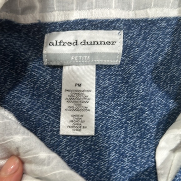 Alfred Dunner Blue V-Neck Sweater - Picture 6 of 6